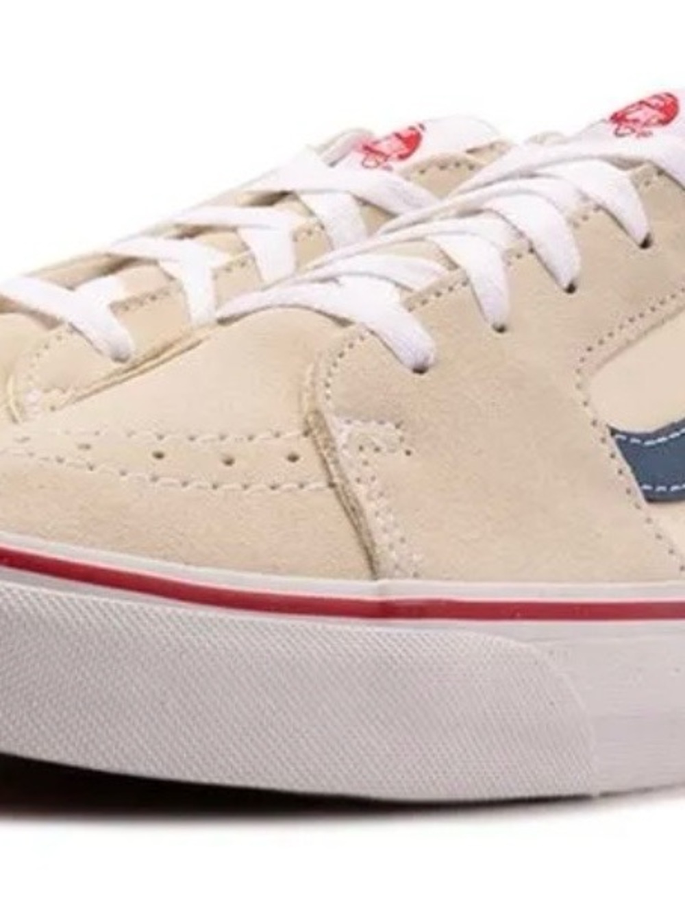 Men’s Beige Lace-Up Vans Sneakers with Red Accent